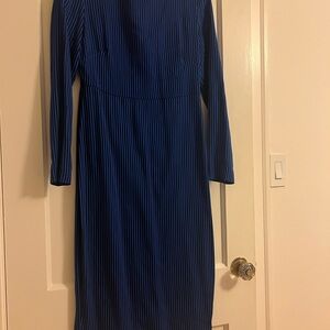 DVF Blue Striped Midi Length Dress